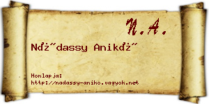 Nádassy Anikó névjegykártya